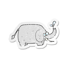 retro distressed sticker of a cartoon elephant