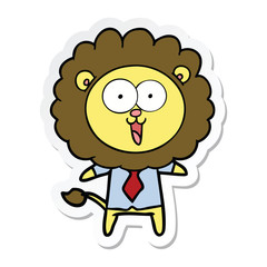 sticker of a happy cartoon lion