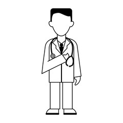 medical avatar cartoon black and white