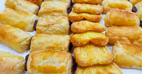 buns, rolls, palms and pastries ready for breakfast