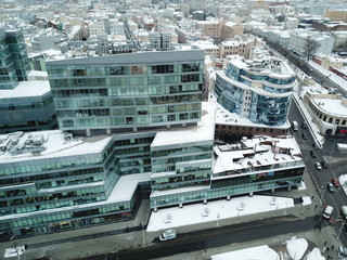 Fototapeta premium Moscow copter sky view