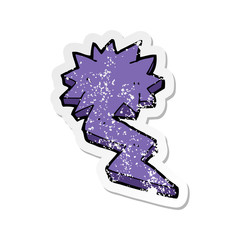 retro distressed sticker of a cartoon lightning bolt symbol