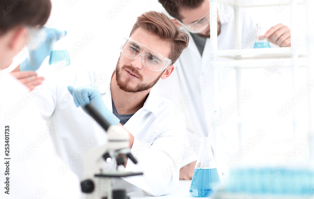 Wall mural background image science team in the lab