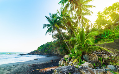 Grande Anse beach in Guadeloupe at sunset