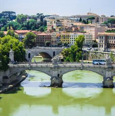 Naklejka premium Bridges over the Tiber, Rome, Italy 