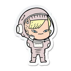 sticker of a cartoon astronaut woman