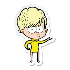 sticker of a cartoon woman