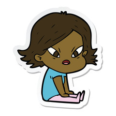 sticker of a cartoon stressed woman