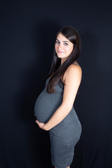 side beautiful portrait of young pregnant woman Healthy pregnancy concept