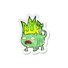 retro distressed sticker of a cartoon little imp