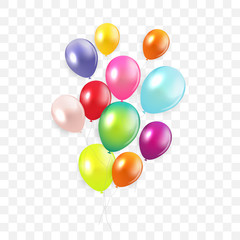 Fototapeta na wymiar Glossy Happy Birthday Concept with Balloons isolated on transparent background. Vector Illustration