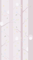 Owl forest - seamless pattern grey pink