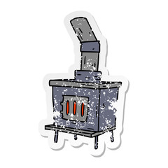distressed sticker cartoon doodle of a house furnace