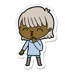 sticker of a cartoon woman