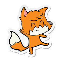 sticker of a cartoon friendly fox