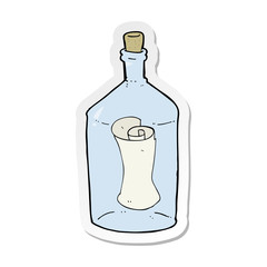 sticker of a cartoon letter in bottle