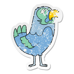 distressed sticker of a cartoon parrot