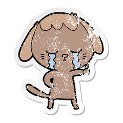 distressed sticker of a cartoon dog