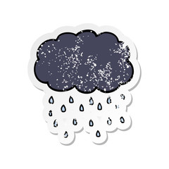 distressed sticker of a cartoon cloud raining