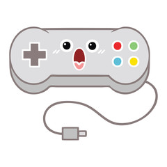 flat color retro cartoon game controller