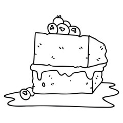 quirky line drawing cartoon chocolate cake