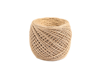 Obraz premium Spool of hemp rope isolated on white background