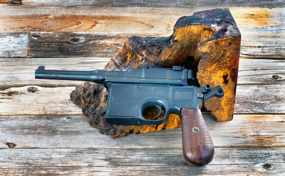 Antique German Broomhandle pistol.