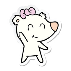 sticker of a female polar bear cartoon