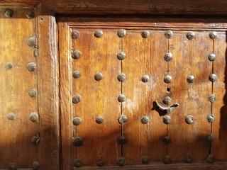Old wooden door, close up