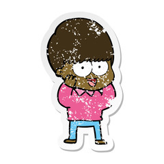 distressed sticker of a happy cartoon boy