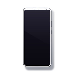 White smartphone isolated on white background. Cell phone gift design. Mobile phone template. Vector illustration
