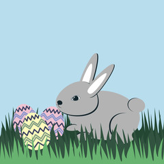Easter rabbit in the grass.
