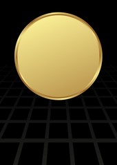 black background with perspective and golden banner