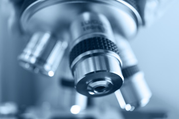 Laboratory microscope for scientific research. Microscope is used for conducting planned, research...