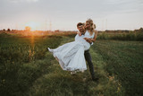 Wedding couple at sunset