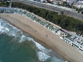 Aerial view of Garraf, Barcelona between Sitges and Castelldefels. Spain.  Drone Photo