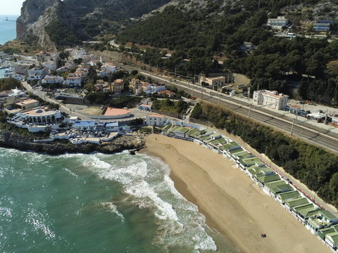 Aerial view of Garraf, Barcelona between Sitges and Castelldefels. Spain.  Drone Photo