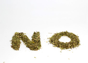 NO written with weed or marihuana