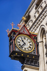 Architectural fragments of Royal Courts of Justice Complex. Royal Courts of Justice in the Victorian Gothic style (or Law Courts, was opened in December 1882) in London, UK.