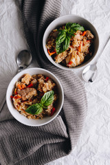 .Delicious lunch Rice with meat