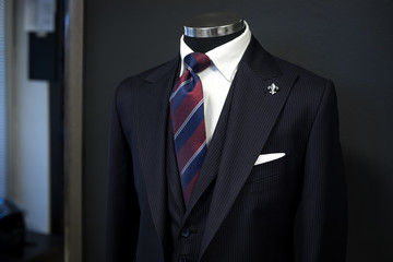 Custom expensive tailored suit on mannequin