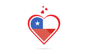 Chile country flag inside love heart creative logo design