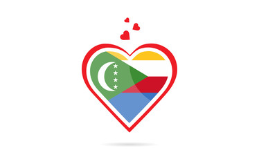 Comoros Islands country flag inside love heart creative logo design