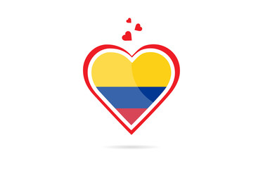 Colombia country flag inside love heart creative logo design
