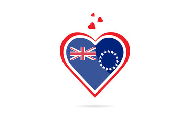 Cook Islands country flag inside love heart creative logo design