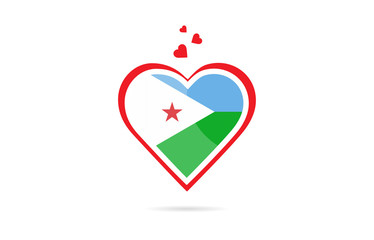 Djibouti country flag inside love heart creative logo design