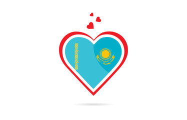 Kazakhstan country flag inside love heart creative logo design