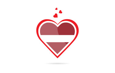 Latvia country flag inside love heart creative logo design