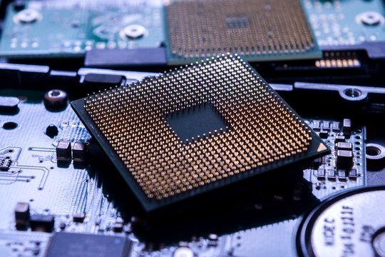 computer cpu background. micro processor isolated.