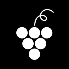 Flat monochrome grape sign for web sites and apps. Minimal simple black and white grape sign. Isolated vector white grape sign on black background.